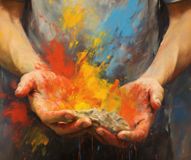 Hands with paint on them