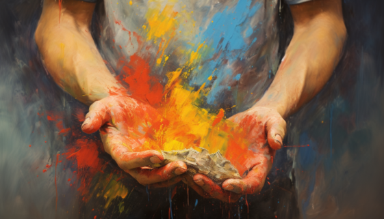 Hands with paint on them